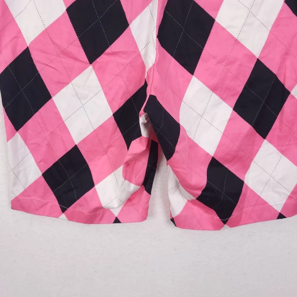 Loudmouth Golf Chino Shorts  Mens Size 38 Pink Balck Argyle Classic Preppy Y2K